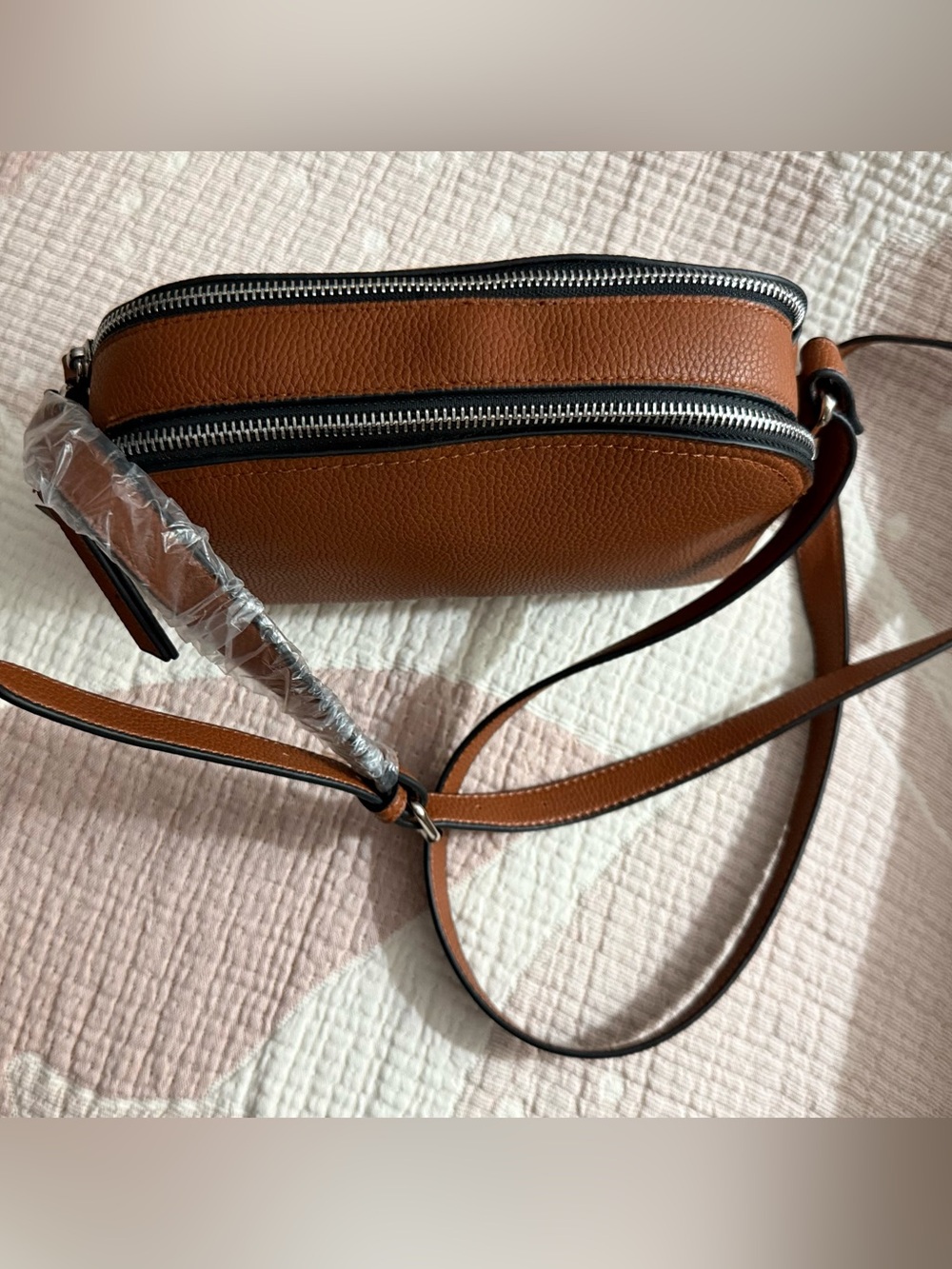 NWT RUSTY-BROWN DOUBLE-ZIPPERED CROSS-BODY PURSE - Picture 2 of 14
